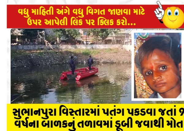 MailVadodara.com - A-9-year-old-boy-drowned-in-a-lake-while-flying-a-kite-in-Subhanpura-area