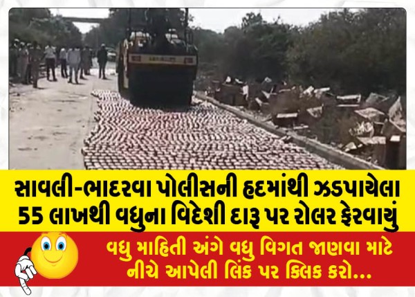 MailVadodara.com - The-roller-turned-on-foreign-liquor-worth-more-than-55-lakh-seized-from-Savli-Bhadwara-police-limits