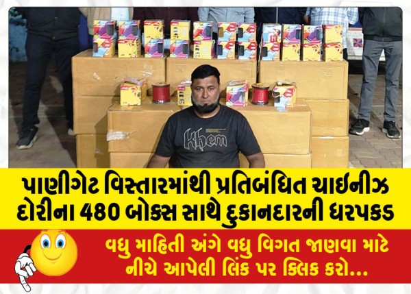 MailVadodara.com - Shopkeeper-arrested-with-480-boxes-of-banned-Chinese-cord-from-Panigate-area