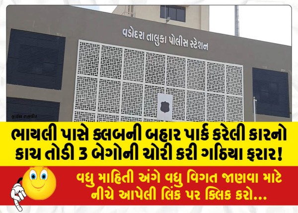 MailVadodara.com - Gathia-escaped-by-breaking-the-window-of-a-car-parked-outside-the-club-near-Bhayli-and-stealing-3-bags