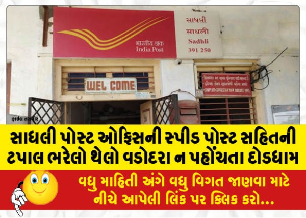 MailVadodara.com - A-bag-full-of-mail-including-the-speed-post-of-Sadhli-Post-Office-ran-without-reaching-Vadodara
