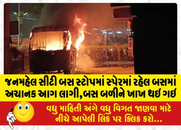 MailVadodara.com - A-spare-bus-suddenly-caught-fire-at-the-Janmahal-City-Bus-Stop-the-bus-was-completely-gutted