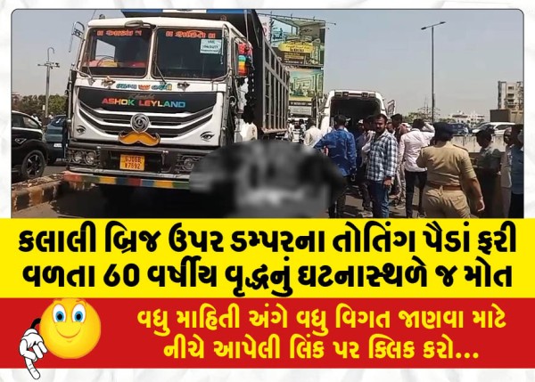 MailVadodara.com - A-60-year-old-man-died-on-the-spot-after-being-hit-by-the-wheels-of-a-dumper-on-Kalali-Bridge