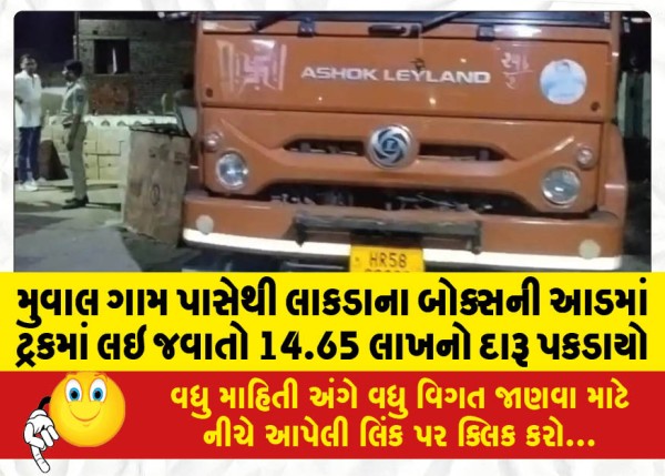 MailVadodara.com - Liquor-worth-Rs-14-65-lakhs-seized-from-Muwal-village-being-transported-in-a-truck-under-the-guise-of-a-wooden-box