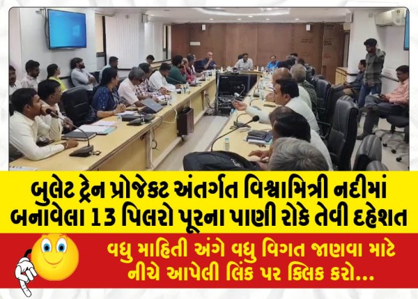 બુલેટ ટ્રેન પ્રોજેક્ટ અંતર્ગત વિશ્વામિત્રી નદીમાં બનાવેલા 13 પિલરો પૂરના પાણી રોકે તેવી દહેશત