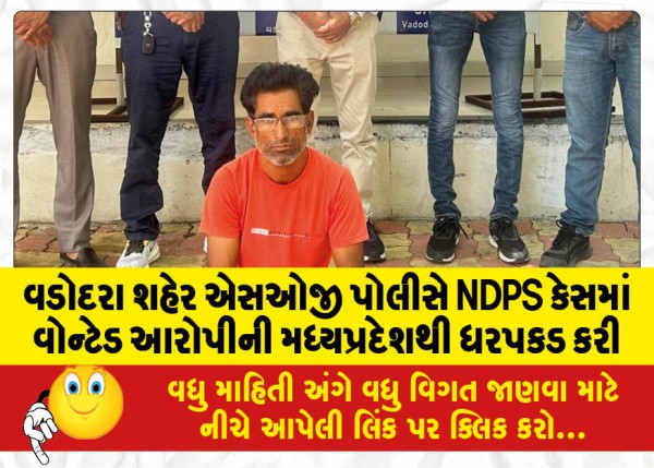 MailVadodara.com - Vadodara-city-SOG-police-arrest-wanted-accused-in-NDPS-case-from-Madhya-Pradesh