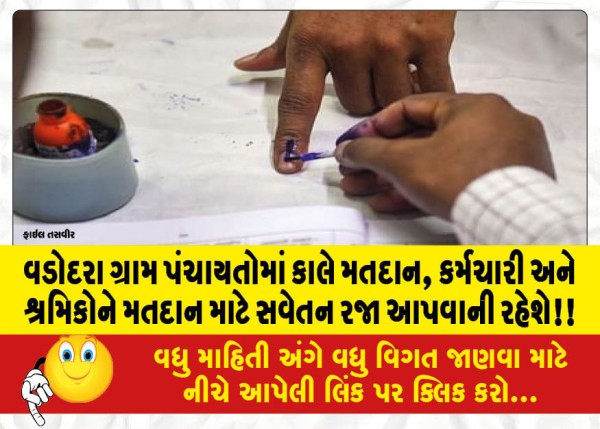 MailVadodara.com - Voting-in-Vadodara-Gram-Panchayats-tomorrow-employees-and-laborers-will-have-to-be-given-paid-leave-for-voting