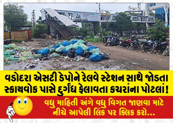 MailVadodara.com - Garbage-bags-emitting-foul-smell-near-the-skywalk-connecting-Vadodara-ST-depot-to-the-railway-station