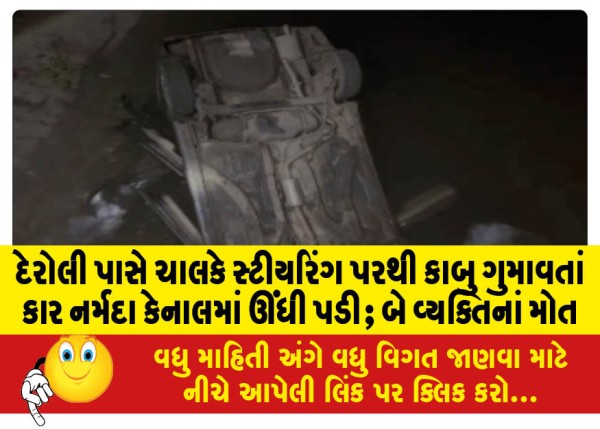 MailVadodara.com - Car-overturns-in-Narmada-Canal-after-driver-loses-control-of-steering-near-Deroli-two-killed