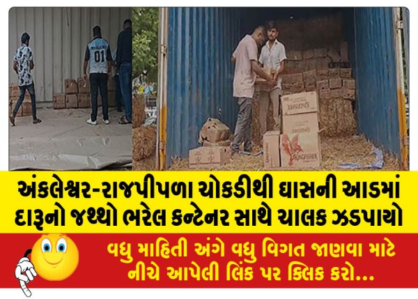 MailVadodara.com - Driver-caught-with-container-full-of-liquor-under-cover-of-grass-at-Ankleshwar-Rajpipla-intersection-four-wanted