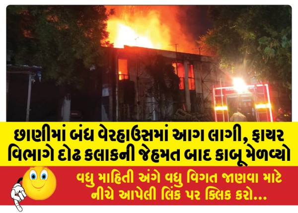 MailVadodara.com - Fire-broke-out-in-a-closed-warehouse-in-Chhani-the-fire-department-brought-it-under-control-after-an-hour-and-a-half-of-struggle