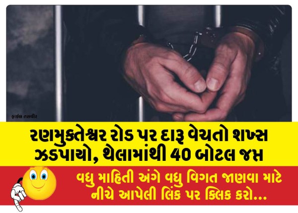 MailVadodara.com - Man-caught-selling-liquor-on-Ranmukteshwar-Road-40-bottles-seized-from-bag