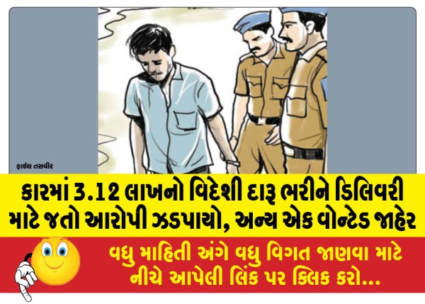MailVadodara.com - Accused-arrested-for-delivering-foreign-liquor-worth-Rs-3-12-lakh-in-car-another-wanted