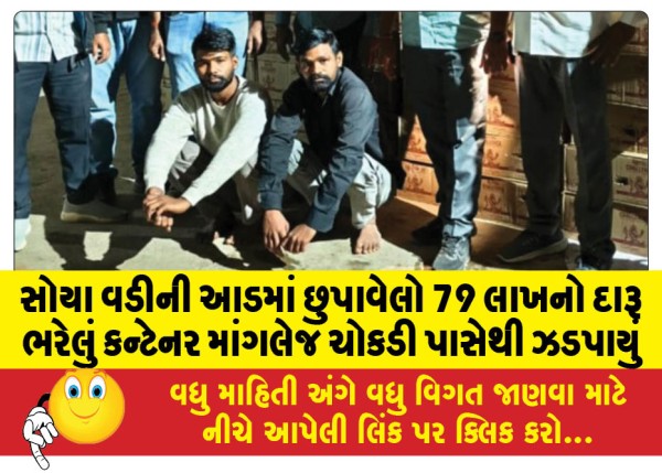 MailVadodara.com - A-container-of-liquor-worth-Rs-79-lakhs-hidden-under-the-guise-of-soy-beans-was-seized-near-Manglej-Chowkdi