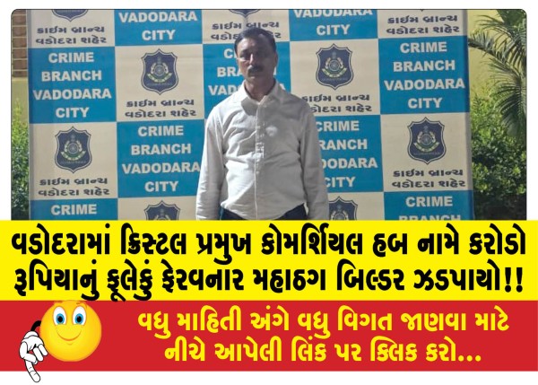 MailVadodara.com - A-grand-fraudster-builder-who-embezzled-crores-of-rupees-in-the-name-of-Crystal-Pramukh-Commercial-Hub-in-Vadodara-has-been-caught