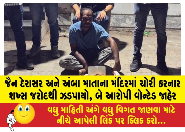 MailVadodara.com - The-man-who-stole-from-Jain-Derasar-and-Amba-Mata-temple-was-caught-in-Jarod-two-accused-declared-wanted