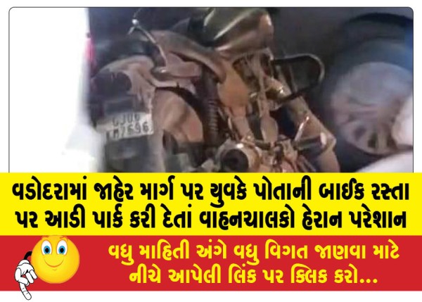 MailVadodara.com - Motorists-are-shocked-and-disturbed-after-a-young-man-parked-his-bike-horizontally-on-a-public-road-in-Vadodara