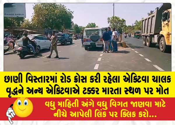 MailVadodara.com - An-elderly-Activa-driver-who-was-crossing-the-road-in-Chhani-area-was-hit-by-another-Activa-and-died-on-the-spot