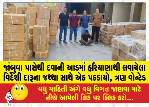 MailVadodara.com - One-arrested-with-a-consignment-of-foreign-liquor-brought-from-Haryana-under-the-guise-of-medicine-from-Jambuva-three-wanted