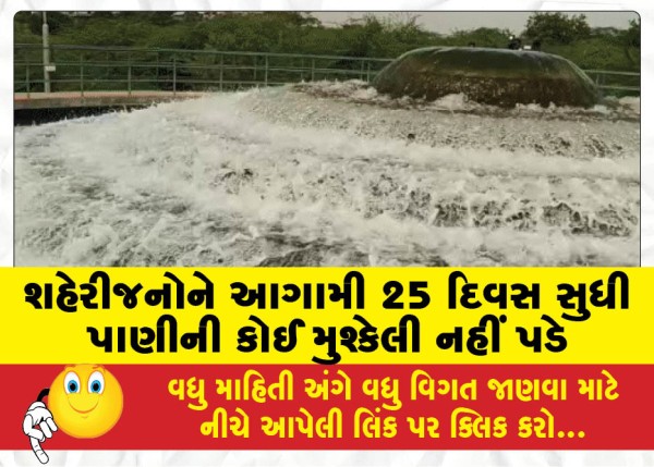 શહેરીજનોને આગામી 25 દિવસ સુધી પાણીની કોઈ મુશ્કેલી નહીં પડે, વરસાદ મોડો આવશે તો નર્મદા નિગમ પાસેથી પાણી લેવાશે