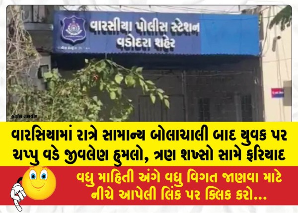 વારસિયામાં રાત્રે સામાન્ય બોલાચાલી બાદ યુવક પર ચપ્પુ વડે જીવલેણ હુમલો, ત્રણ શખ્સો સામે ફરિયાદ