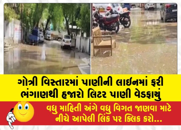 MailVadodara.com - Thousands-of-liters-of-water-wasted-due-to-another-water-line-break-in-Gotri-area