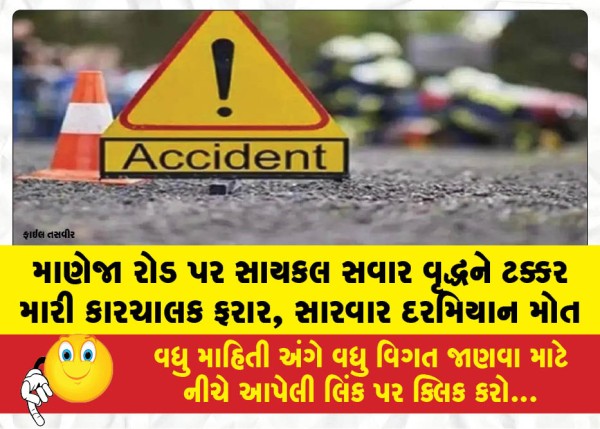 MailVadodara.com - Car-driver-flees-after-hitting-elderly-cyclist-on-Maneja-Road-victim-dies-during-treatment