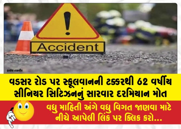 MailVadodara.com - 62-year-old-senior-citizen-dies-during-treatment-after-being-hit-by-a-school-van-on-Vadsar-Road