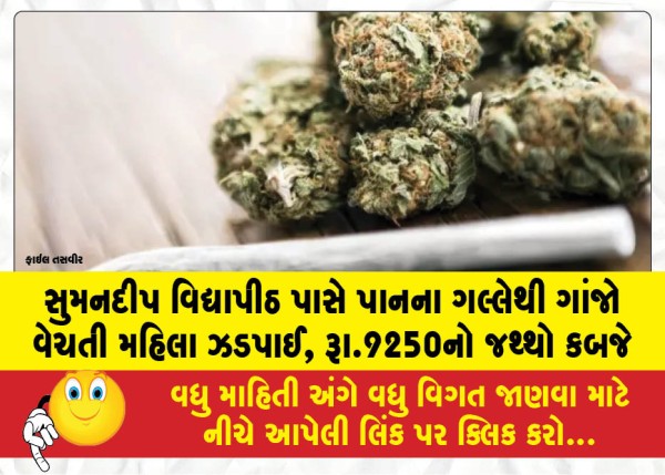 MailVadodara.com - Woman-caught-selling-cannabis-from-a-paan-stall-near-Sumandeep-Vidyapeeth-stock-worth-9250-seized