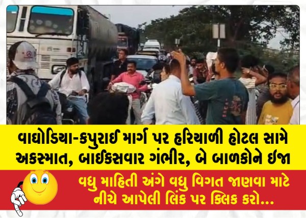 MailVadodara.com - Accident-opposite-Hariyali-Hotel-on-the-Waghodia-Kapurai-Road-motorcyclist-critically-injured-two-children-hurt