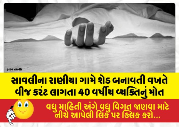 MailVadodara.com - 40-year-old-man-dies-of-electrocution-while-constructing-a-shed-in-Raniya-village-Savli
