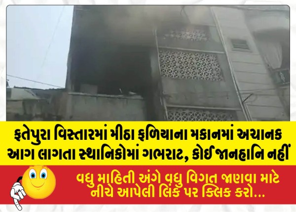 ફતેપુરા વિસ્તારમાં મીઠા ફળિયાના મકાનમાં અચાનક આગ લાગતા સ્થાનિકોમાં ગભરાટ, કોઈ જાનહાનિ નહીં