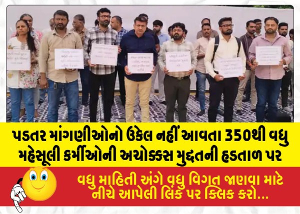 પડતર માંગણીઓનો ઉકેલ નહીં આવતા 350થી વધુ મહેસૂલી કર્મીઓની અચોક્કસ મુદ્દતની હડતાળ પર