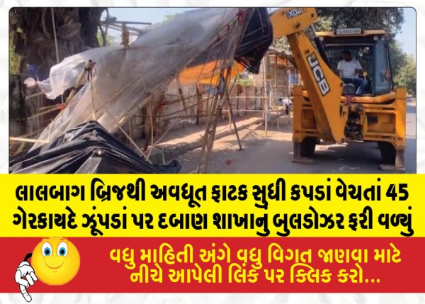 MailVadodara.com - The-Encroachment-Departments-bulldozer-razed-45-illegal-shacks-selling-clothes-located-between-Lalbaug-Bridge-and-Avdhut-Phatak