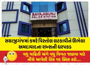 સયાજીગંજમાં કમરે પિસ્તોલ લટકાવીને ઊભેલા અમદાવાદના શખ્સની ધરપકડ