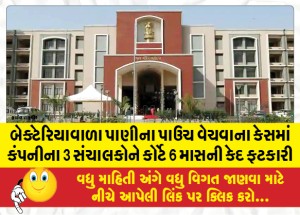 બેક્ટેરિયાવાળા પાણીના પાઉચ વેચવાના કેસમાં કંપનીના 3 સંચાલકોને કોર્ટે 6 માસની કેદ ફટકારી