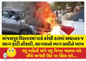 માંજલપુર વિસ્તારમાં પાર્ક કરેલી કારમાં અચાનક જ આગ ફાટી નીકળી, આગળનો ભાગ બળીને ખાખ
