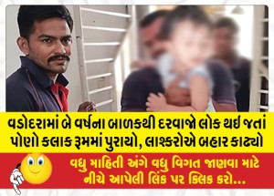 વડોદરામાં બે વર્ષના બાળકથી દરવાજાે લોક થઇ જતાં પોણો કલાક રૂમમાં પુરાયો, લાશ્કરોએ બહાર કાઢ્યો