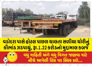 વડોદરા પાસે હોટલ પાછળ ચાલતા સળીયા ચોરીનું કૌભાંડ ઝડપાયું, રૂા.1.22 કરોડનો મુદ્દામાલ કબજે