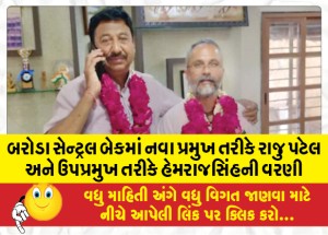 બરોડા સેન્ટ્રલ બેકમાં નવા પ્રમુખ તરીકે રાજુ પટેલ અને ઉપપ્રમુખ તરીકે હેમરાજસિંહની વરણી