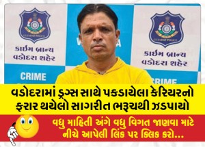 વડોદરામાં ડ્રગ્સ સાથે પકડાયેલા કેરિયરનો ફરાર થયેલો સાગરીત ભરૂચથી ઝડપાયો