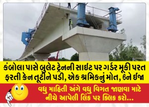 કંબોલા પાસે બુલેટ ટ્રેનની સાઇટ પર ગર્ડર મૂકી પરત ફરતી ક્રેન તૂટીને પડી, એક શ્રમિકનું મોત, 6ને ઈજા