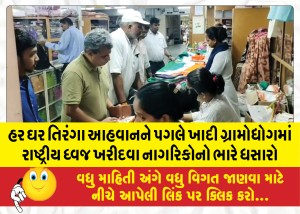 હર ઘર તિરંગા આહવાનને પગલે ખાદી ગ્રામોદ્યોગમાં રાષ્ટ્રીય ધ્વજ ખરીદવા નાગરિકોનો ભારે ધસારો