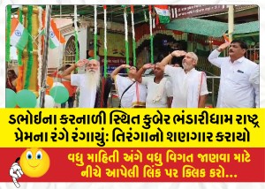 ડભોઇના કરનાળી સ્થિત કુબેર ભંડારીધામ રાષ્ટ્ર પ્રેમના રંગે રંગાયું: તિરંગાનો શણગાર કરાયો