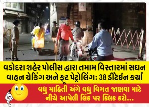 શહેર પોલીસ દ્વારા તમામ વિસ્તારમાં સઘન વાહન ચેકિંગ અને ફૂટ પેટ્રોલિંગઃ 899 વાહનો ચેક કરી 38 ડીટેઇન કર્યાં