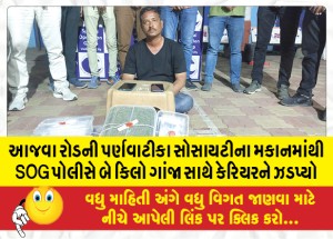 આજવા રોડની પર્ણવાટીકા સોસાયટીના મકાનમાંથી SOG પોલીસે બે કિલો ગાંજા સાથે કેરિયરને ઝડપ્યો