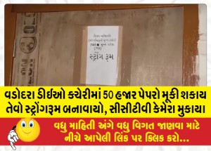 વડોદરા ડીઈઓ કચેરીમાં 50 હજાર પેપરો મૂકી શકાય તેવો સ્ટ્રોંગરૂમ બનાવાયો, સીસીટીવી કેમેરા મુકાયા
