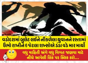 વડોદરામાં બુલેટ લઈને નીકળેલા યુવાનને રસ્તામાં ઉભો રાખીને 6 જેટલા શખ્સોએ ડંડા વડે માર માર્યો