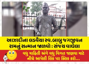 આઝાદીના લડવૈયા સ્વ.બાબુ જગજીવન રામનું સન્માન જાળવો : સંજય વાઘેલા