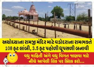 અયોધ્યાના રામજી મંદિર માટે વડોદરાના રામભક્તે 108 ફૂટ લાંબી, 3.5 ફૂટ પહોળી ધૂપસળી બનાવી